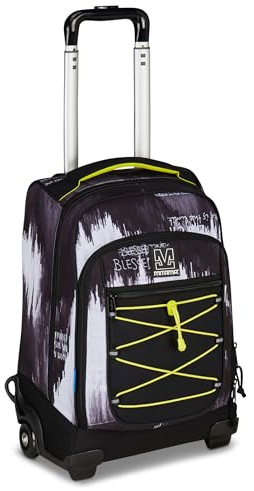 Mitama Trolley Scuola Dr.Trolley #BDBF GLITCH, Nero, Zaino Doppio Scomparto, Spallacci a Scomparsa, Trolley Scuola Media e Superiore, Bagaglio a Mano, Ragazzo