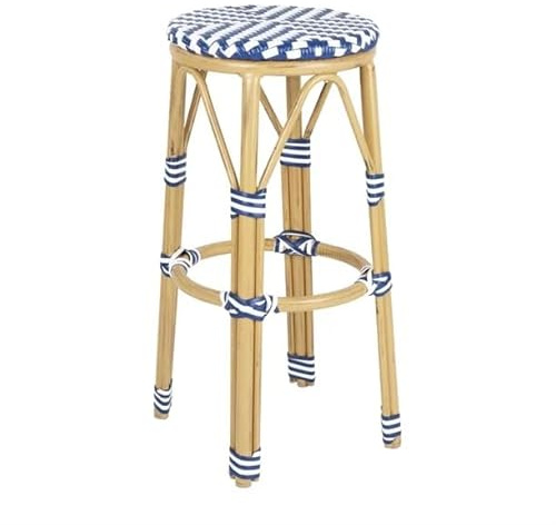 Bolero Parisian Style PE Rattan Bar Stools Blue, Set 2
