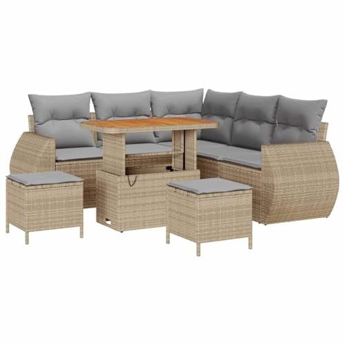 vidaXL Trädgårdsoffset 8 st Beige konstrotting