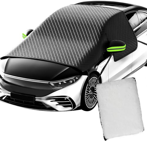 JASFLY Cubierta para parabrisas de invierno, cubierta para parabrisas de coche de invierno con seguridad contra la nieve con 1 esponja de limpieza para invierno contra nieve, hielo, escarcha, polvo