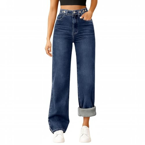 Jean Doublé Polaire Femme Denim Thermique d'hiver Jean Skinny Taille Haute Stretch Pantalon Doublé Polaire Femme Pantalon Jeggings Velours Jeans Large Velours Taille Elastique Legging