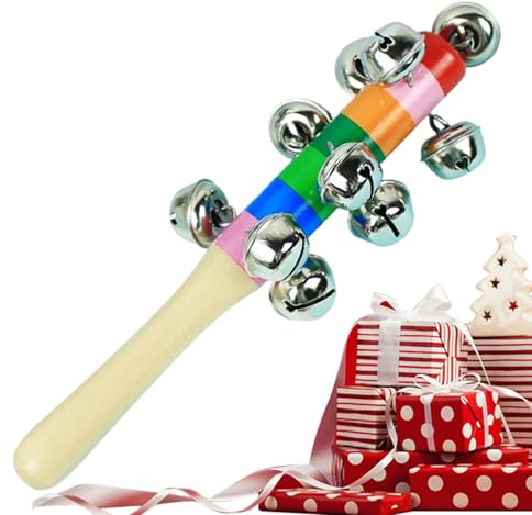Bâton À Clochettes Arc-en- - Hochet Bébé Coloré Et Instrument De Musique Éducatif Précoce | Manche en Bois avec Grelots Métalliques pour Et Fêtes Karaoke Adultes | Cadeau Ludique pour Jeux