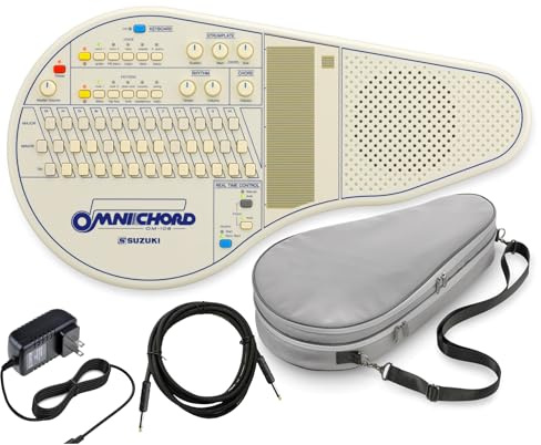 Suzuki Omnichord Electronic Musical Instrument OM-108 Digital Chorded Zither Synthesizer Instant Accompaniment with Case, Power Supply, Cable