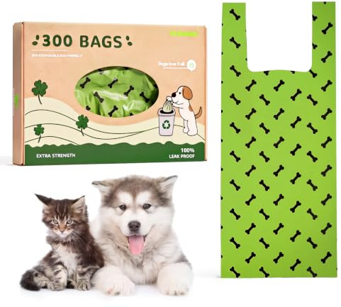 Sac a Crottes Chien, 300 Sacs Avec Poignées, Facile à Nouer,Large Ouverture