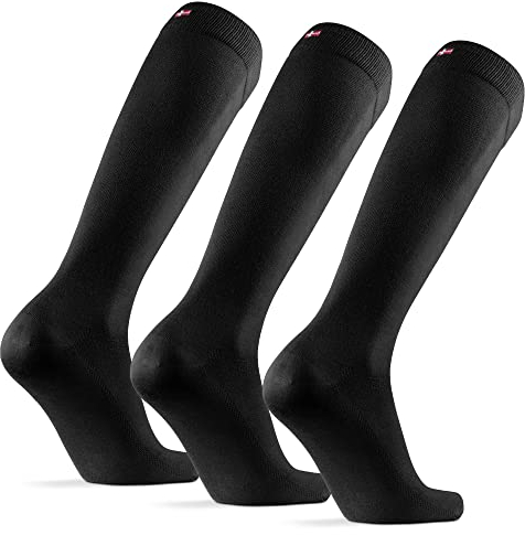 DANISH ENDURANCE Bambus Kniestrümpfe, Bambus Socken, Mit Komfortbund, Unisex, für Herren & Damen, 3 oder 6 Paar, Schwarz, 43-47