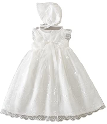 Zahur - Vestido de bautizo para recién nacidos, vestido de bautizo de encaje con capucha de algodón transpirable, blanco, 62/68