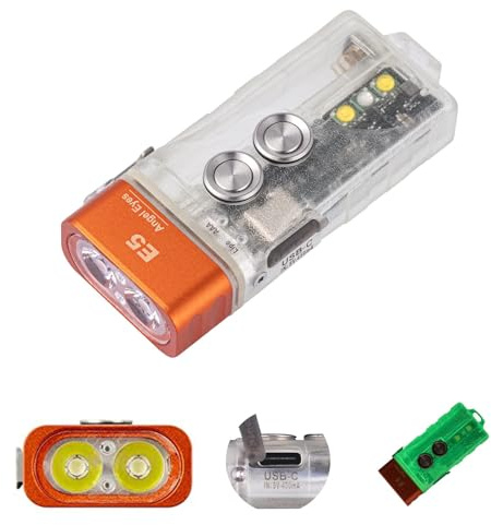 RovyVon E5 700 lumens USB C Rechargeable Keychain Torch, Powerful EDC Pocket Flashlight with Warm White Sidelights, Powered by Built-in Rechargeable or Replaceable Battery