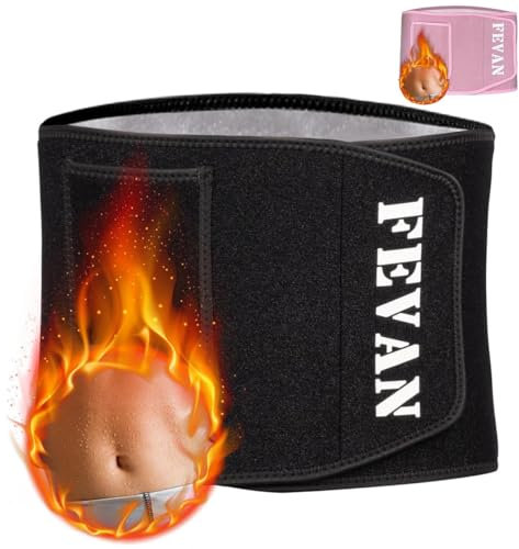 FEVAN Schlankheitsgürtel für Herren, aus Neopren, Schlankheitsgürtel für Damen und Herren, Bauchweggürtel (S/M-L/XL), Schwarz , S/M