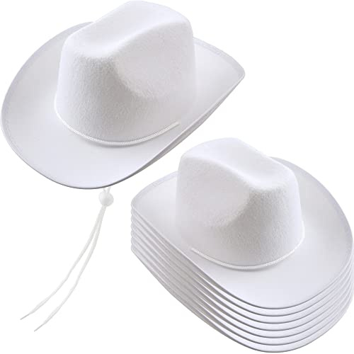 SGBETTER 8 Pack Kids Plain Cowboy Hat Western Cowgirl Hat for Boys Girls Cowboy Theme Party Halloween Party Supplies (White)