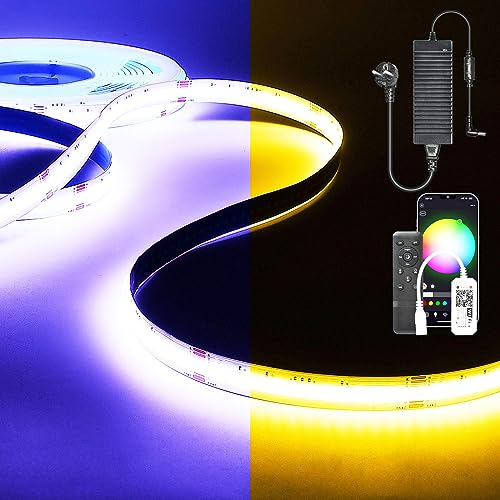 5M WIFI COB RGB+Warmweiß LED Streifen Strip Lichterkette 784LEDs/M 3920LEDs 24V Dimmbar Verformbar LED Licht mit Ferbedienung,Band Lichtleiste Arbeitet mit Google Home Assistant/Alexa