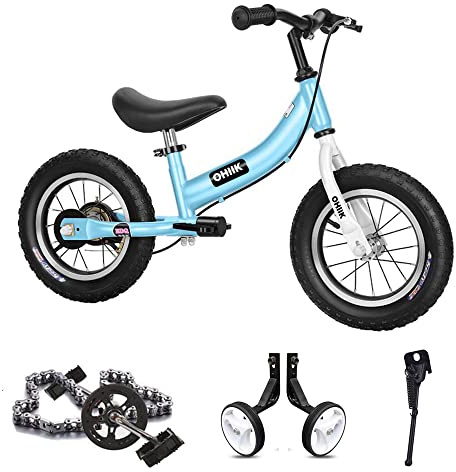 OHIIK Balance Bike 2 in 1 for Kids 3 4 5 6 7 Years Old,Balance to Pedals Bike,12 14 16 inch Kids Bike,with Pedal kit,Training Wheels,Brakes (Blue, 16 inch)