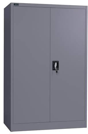 Makika Aktenschrank Mehrzweckschrank Büroschrank abschließbar 40x90x140cm - Lagerschrank Materialschrank Stahlschrank mit 2 Türen - Höhenverstellbarer Einlegeboden Anthrazit