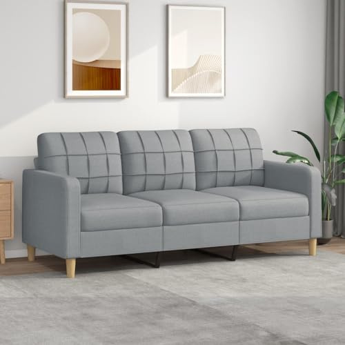 Gecheer Soffa, 3-sits, 180 cm, modern, vadderad bäddsoffa, för vardagsrum/kontor, modern tygsoffa, ljusgrå