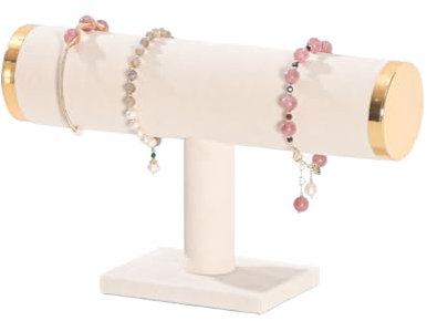 Pengup T-Bar - Porte-bracelets - Présentoir à bijoux pour montres - Petit rangement de bijoux pour fille (beige)