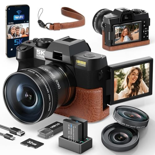 Monitech 48MP Digitalkamera 5K Videokamera Reversible Display Point and Shoot Kameras für Fotografie 16X Digitalzoom Digitalkameras für Fotografie Vlogging Kamera für YouTube mit 32GB Karte
