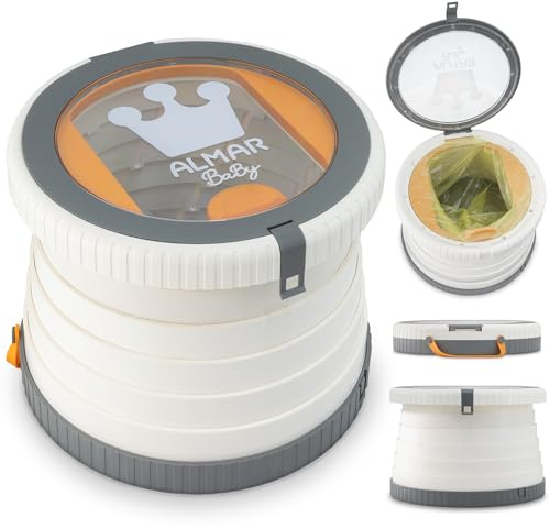 ALMAR Baby Orinal plegable Gris para niños portátil con tapa y bolsas