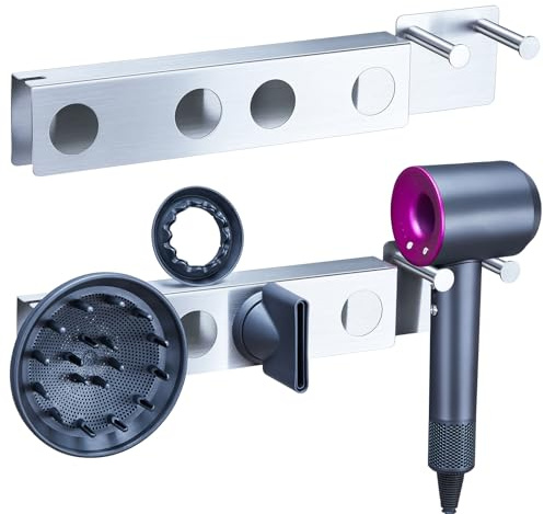 XILIMOR Porta Phon da Muro, Porta Asciugacapelli Bagno in Acciaio Inossidabile, Porta Accessori per Asciugacapelli, Supporto Adesivo Phon, Porta Phon da Parete per Bagno, Camera da Letto E Barbieri