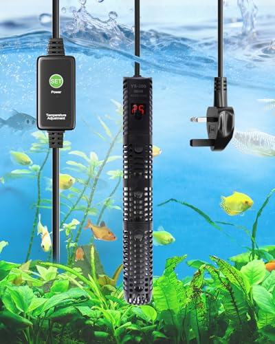 GlowUp Aquarium Heater 300W,Fish Tank Heater with External Controller,LED Display, Overheat & Dry-Run Protection, Heater for Aquarium Fish Tank Tropical Fresh & Salt Water 150-350 L