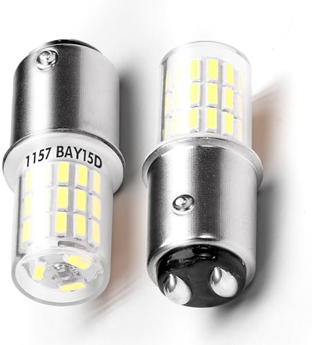 Super Bright 6500k White P21/5W 1157 BAY15D LED Brake Light Bulb,12V-24V 2W 250LM 1016 1034 7528 2357 2057 Car LED Bulbs 45 SMD for Car Brake Lights, Parking Tail, Stop Light, Reverse Lights. (2-Pack)