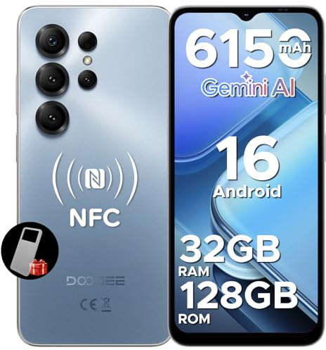 DOOGEE Note56X Pro Handy Ohne Vertrag Android 16 Mit Gemimi AI, 32GB+128GB/2TB, 6150mAh, 6.56 HD+90Hz Display, Octa Core Smartphone Günstig, 13MP+8MP, Dual SIM/OTG/Face ID/NFC/Widevine L1