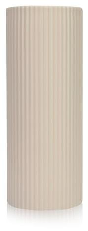 Jean & Len Räfflad vas av dolomit, cylindrisk blom- eller dekorationsvas, i beige, handdisk rekommenderas, med tidlös rilldesign, ideal för alla inredningar, 23 x 9 cm