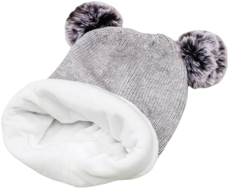 Baby vinterhatt halsduk set småbarn mössa hattar flicka pojke med hals varm mössa för barn stickad varm för kallt väder mössa leopardmönster, GRÅ, one size