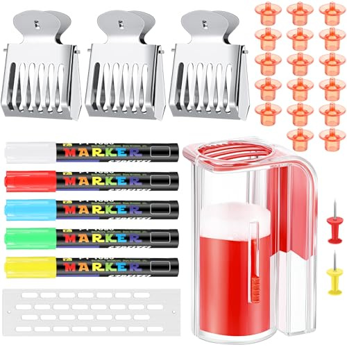 Yalikop 62 Pieces Queen Bee Marker Kit 1 Marking Bottle 5 Marking Pen 1 Beehive Entrance Door 50 Bee Keeping Platforms 3 Marker Clips 2 Push Pins Trap Beekeeper Supplies Tools (Red)