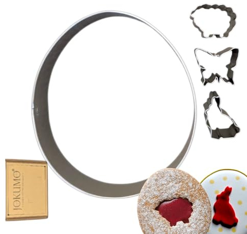 JOKUMO Easter Linzer Cookie Cutter Set 4 PC – Sheep, Butterfly and Rabbit - 18/0 Stainless Steel