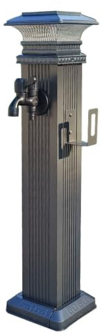Columna de agua de jardín solar, Fuente de pie para exterior con grifo