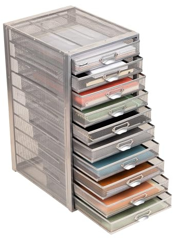 Mind Reader Mesh 10 Cabinet, Metal Drawers, File, Utility, Office Storage, Heavy Duty Multi-Purpose Cart, Silver