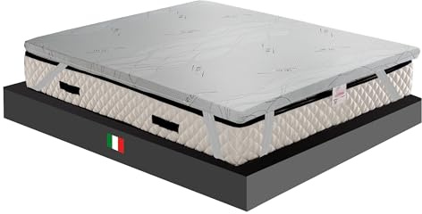 GEEMMA s.r.l. Topper matrimoniale MOLTO RIGIDO 160x190, DISPOSITIVO MEDICO DETRAIBILE, correttore ortopedico CAUCCIU FOAM H6, Sovra materasso sfoderabile 4 lati in filo in ARGENTO
