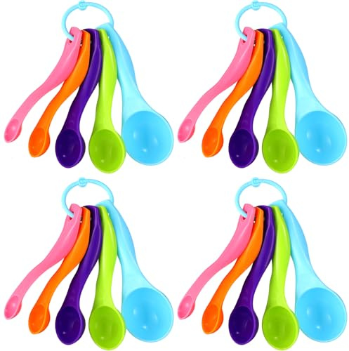 Frienda 20 Pieces Colorful Plastic Measuring Cup Spoons for Kitchen Cooking Baking Dry and Liquid Ingredients