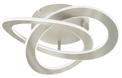 EGLO LED Deckenlampe Rolimare, Deckenleuchte mit geschwungenen RIngen, Wohnzimmerlampe aus Aluminium in Nickel-matt und Kunststoff in weiß, Lampe Decke neutralweiß