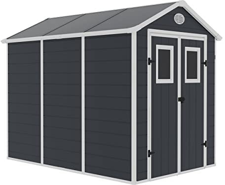 Habitat et Jardin Caseta de jardín de Resina Texas - 5,23 m² - Kit de Anclaje Incluido - Antracita