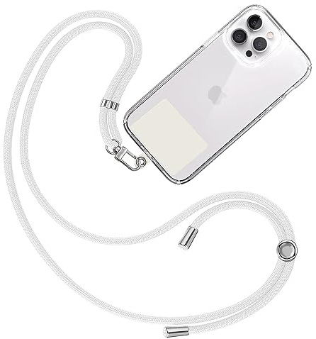 TBOC Band mobiltelefonkedja nyckelband kedja mobiltelefonsnöre [vit] för att hänga upp nacken, universellt för mobiltelefon med dyna [vit Ice] mobilband lapp karbinhakar mobiltelefon snodd nyckelband