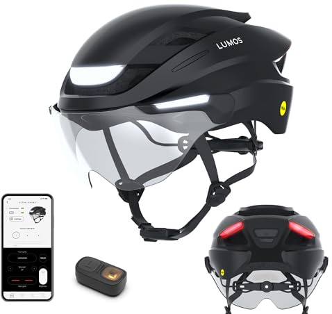 Lumos Ultra E-Bike Smart Helmet | NTA 8667 Certified | Front & Rear LED Lights | Retractable Face Shield | App Controlled | EBike, Scooter, Cycling, Bicycle | Adults, Men Women