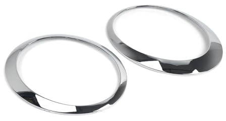 Mulcort 2 STK Scheinwerfer-Zierring, Chrom-Zierring für Scheinwerfer, Kompatibel mit BMW Mini Cooper R50 R52 R53 2001-2006 63126917835 63126917836 ohne Scheinwerfer-Waschdüse