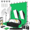 Fotostudio Set, Foccalli Softbox Studio Beleuchtungsset mit 2.6x3m Hintergrundsystem Greenscreen Set, 85W 2700-6400K LED Lampen, Regenschirme, Reflektor für Fotostudio, Porträt und Video Shooting
