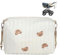 Tragbare Wickeltasche, Stickerei Bär Baby Wickeltaschen, Baumwolle Windeltasche Organizer, Mama Tasche mit Kinderwagen Haken, für Mama Baby Reise, Weiß