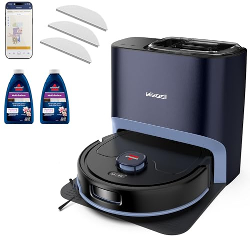 Bissell FlexClean FurForce Robot Vacuum & Mop with No Tangle Pet Brush Roll, LiDAR Navigation & Liftable Pad for Pet Hair Removal on Hard Floors & Rugs, 180min Runtime 60-Day Dust Collection, 4270L