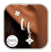 ZNBOH 3 Paires Boucles d'oreilles Argent 925 Femme Fille Clou d'Oreilles
