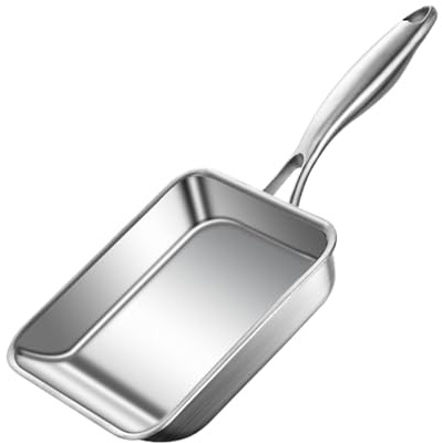 Genérico Sartén De Acero Inoxidable: Sartén Cuadrada Antiadherente, Sarten Profunda, Sarten Pequeña De Hierro Para Huevos, Diseño De 3 Capas | Utensilios De Cocina Confiables Para Hornear, Restaura