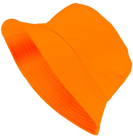 TrendandStylez Neon Angler Hut in 4 leuchtenden Farben – Fischerhut für Damen & Herren als 90er Jahre Accessoire, der perfekte Sonnenhut für Festival, Rave, Malle Party & Karneval (Orange)