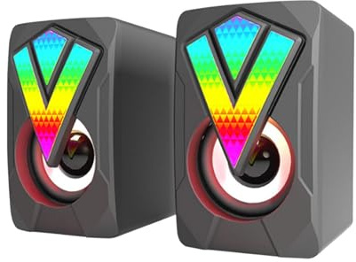 Altoparlanti RGB per computer: USB cablato, altoparlante multimediale da tavolo luminoso, illuminazione a LED RGB, altoparlante per PC con audio ad alta fedeltà a 2.0, design compatto per