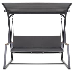 Setgarden Cuscino per dondolo Hollywood, spessore 7 cm, imbottitura per seduta e schiena, rivestimento rimovibile, reversibile, set di cuscini da giardino (antracite, 150 x 50 x 50 cm)