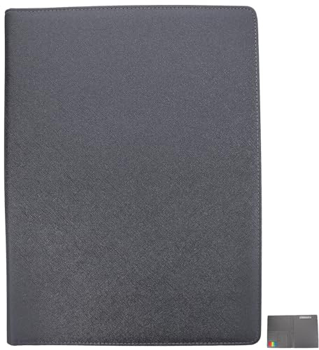 COHEALI Carpeta de Negocios Multifunción de Pu Plateado, Organizador de Documentos Ranuras para Tarjetas, Portalápices Flexible y Clips Metálicos para Oficina y Firmas, 1 Pieza