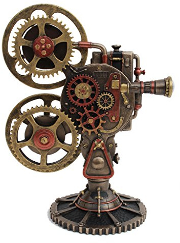 Veronese Design Steampunk Projector Statue with LED Light - Cold Cast Bronze Resin Sculpture - Antique Bronze Finish Home Decor - 9 Inch Decorative Figurine - Vintage Style