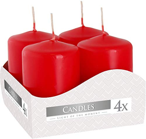 Bispol Lot de 4 bougies votives, 13 couleurs au choix, 7 heures de combustion (rouge)