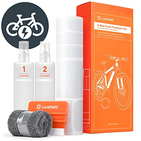 Luxshield E Bike Lackschutzfolie für eBike, Pedelec, Elektro fahrrad, E-Bike, MTB etc. - 21-teiliges Rahmen-Set gegen Steinschlag - Matt & selbstklebend