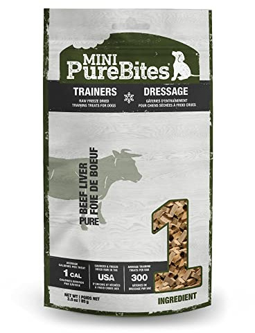 PureBites Mini Beef Single Ingredient Freeze Dried Dog Treats, 3 oz